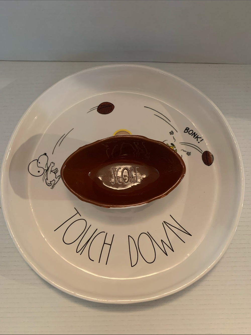 Rae Dunn Peanuts football Platter Dish for Chips and dip NEW